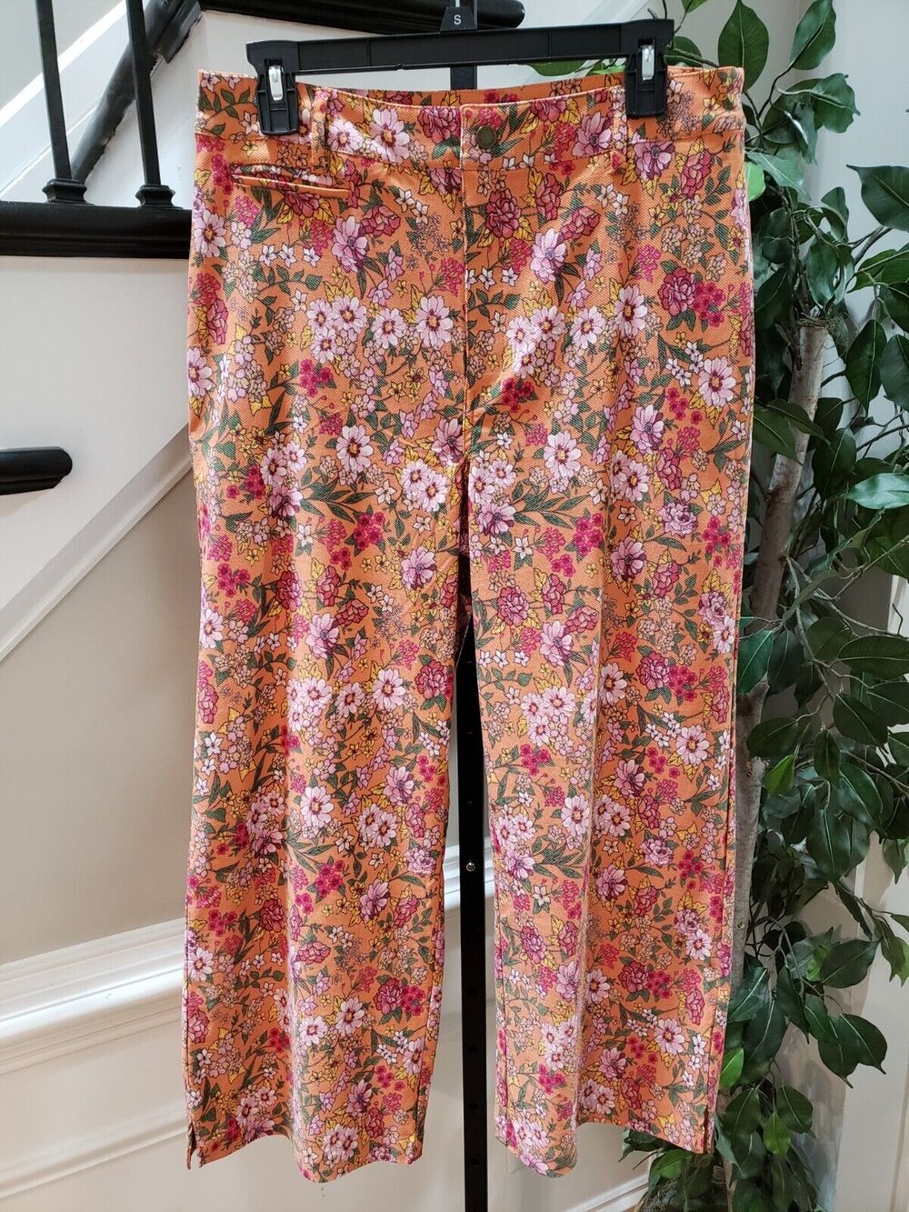 Adyson Parker Women's Multicolor Floral Cotton Casual Wide Leg Cropped Pants 10